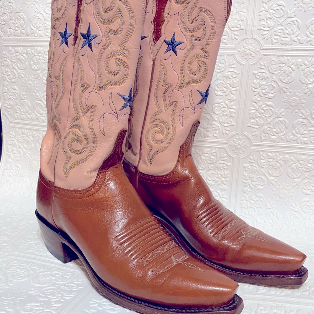 Lucchese 1883 pink and brown boots size 6